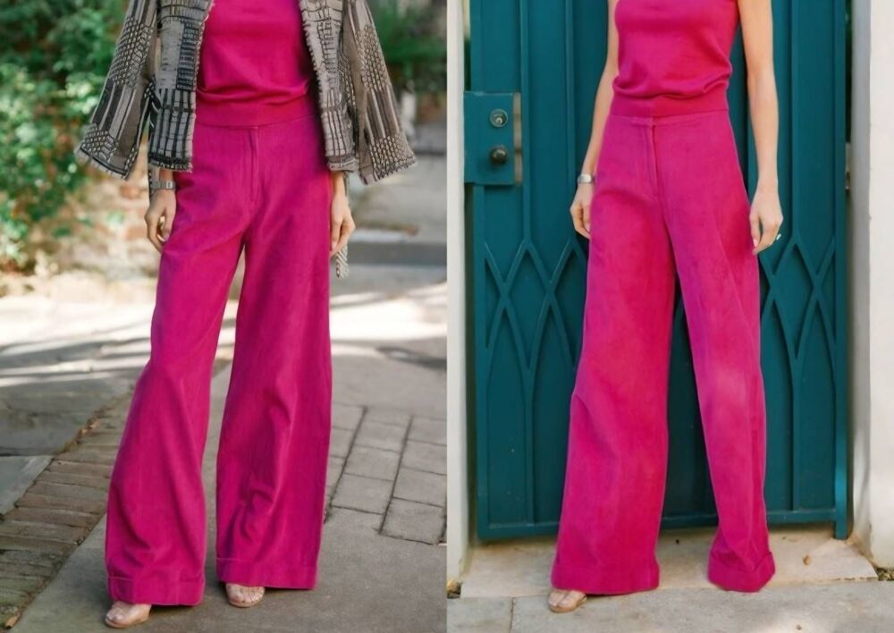 NWT Julia Amory Julia Pant Cord Magenta Wide Leg Corduroy Pants Size XS